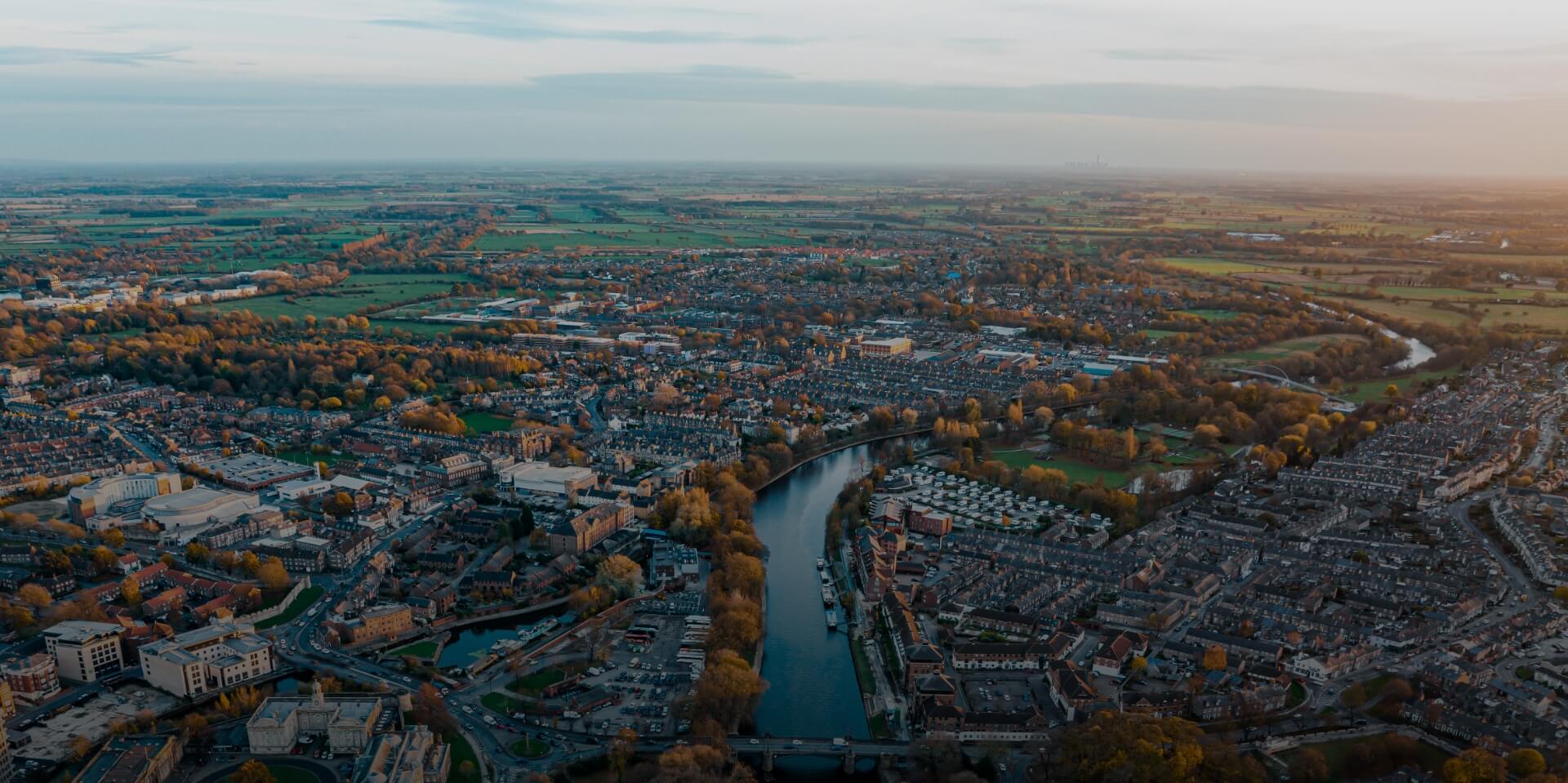 Aerial photo of a town